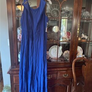 Embroidered Long Blue Dress